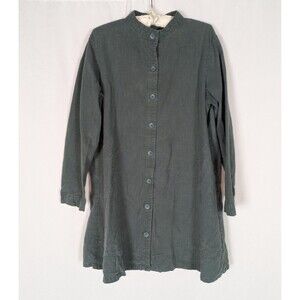 Jingpin Chore Coat L Women's Green Linen Button Down Langenlook Cottagecore
